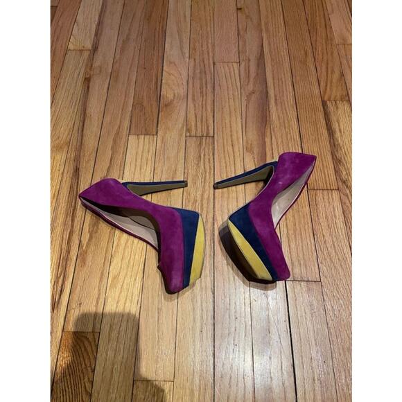 Sole Society LAYLA Suede Platform vibrant vintage y2k block Multi retro pumps - Picture 6 of 9